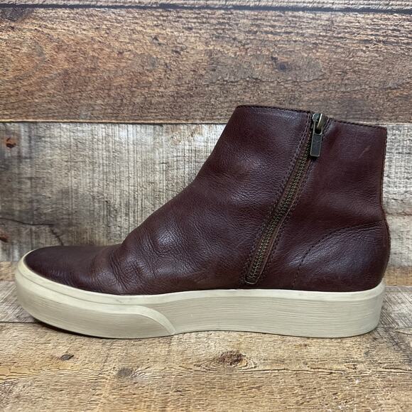 Frye Beacon Inside Zip Boots Brown Leather SZ 9 - Picture 6 of 10